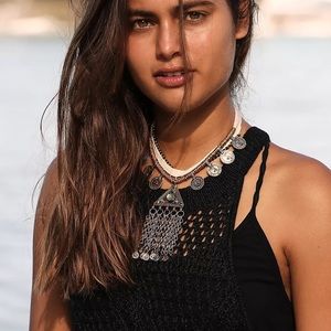 FREE PEOPLE Marrakesh Stone Collar NEW black collar